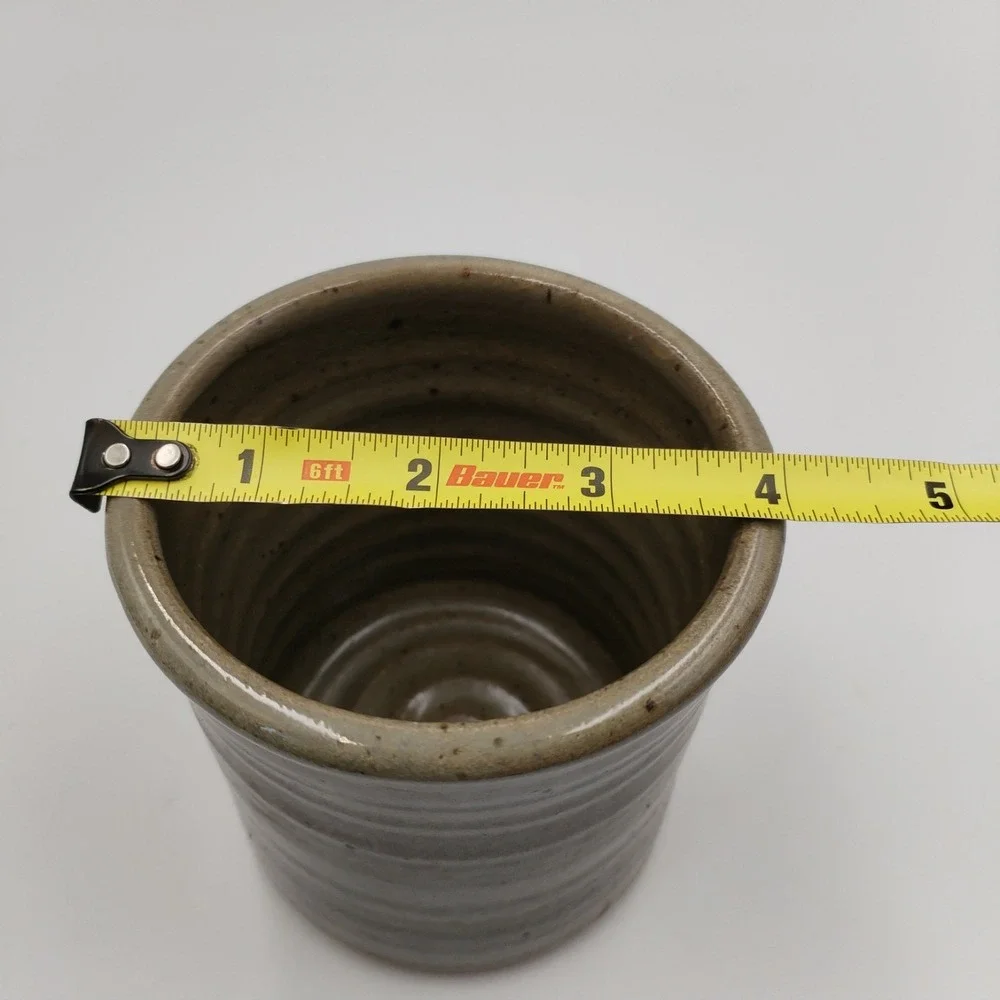 Vintage 1989 Signed Studio Pottery Tumbler Trident Mark PS 89 Stoneware Cup 4